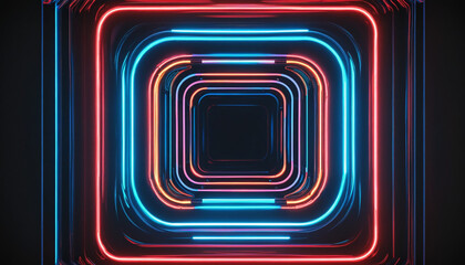 Wall Mural - three-dimensional neon lines illuminate this abstract background, creating a vibrant and futuristic 