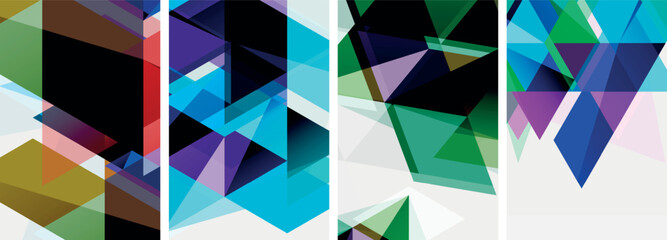 Aufkleber - Colorful bright triangles with various colors and transparencies. Vector illustration For Wallpaper, Banner, Background, Card, Book Illustration, landing page