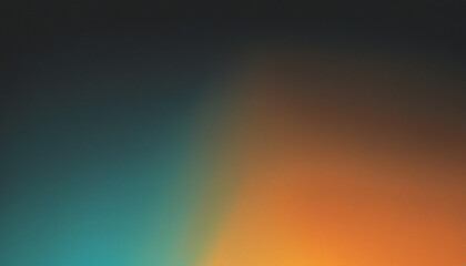 Wall Mural - abstract teal, orange, black gradient background with grainy texture effect for a trendy poster or b