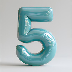 3D Glossy Blue Number 5 with Realistic Shine and Modern Design for Visual Branding