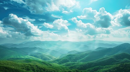 Wall Mural - Beautiful landscape mountains with blue sky with clouds background.