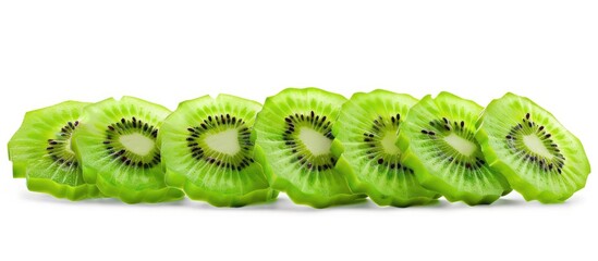 Wall Mural - Fresh Kiwi Slices on White Background with Clipping Path and Full Depth of Field