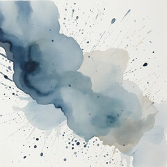 Wall Mural - gray watercolor stain: a transparent, isolated element painted with brush on paper in artistic desig
