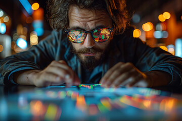 Poster - A financial analyst studying market trends and economic indicators. Concept of economic analysis and forecasting. Generative Ai.