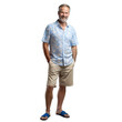 © DesignVectX - Senior man smiling in summer attire on transparent background