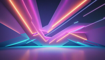 Wall Mural - 3d render of a neon thundercloud with glowing lightning bolts, creating a futuristic and stylish abs