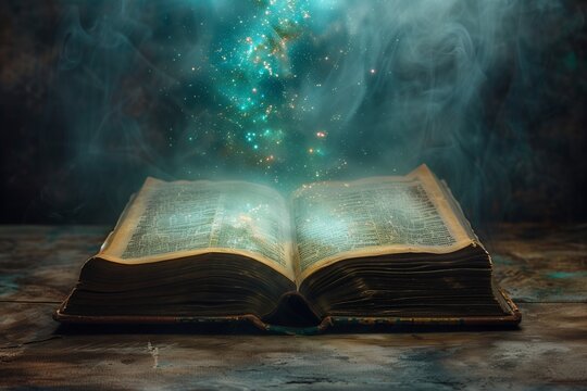 Fantasy & Religion: Heaven's Light Shines Through Old Book, Fueling Imagination &