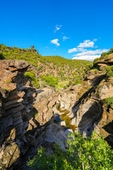 Sticker - Panorama landscape of rock formations of Tasyaran Valley Natural Park canyon ( Tasyaran Vadisi) . Located in Usak (Usak), Turkey