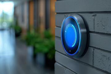 Poster - a smart thermostat adjusting the temperature based on user preferences. concept of energy efficiency
