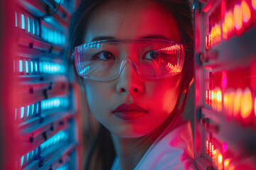 Poster - A lab technician working with advanced CRISPR technology. Concept of genetic editing and biotechnology. Generative Ai.