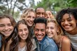 © Asier - Group of diverse young people standing in a row, smiling and looking at camera