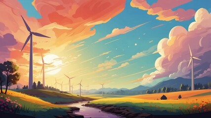 Wall Mural - Illustration of renewable energy sources