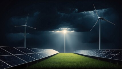 Wall Mural - Illustration of renewable energy sources