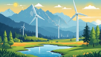 Wall Mural - Illustration of renewable energy sources