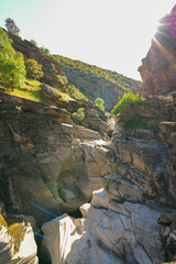 Sticker - Panorama landscape of rock formations of Tasyaran Valley Natural Park canyon ( Tasyaran Vadisi) . Located in Usak (Usak), Turkey