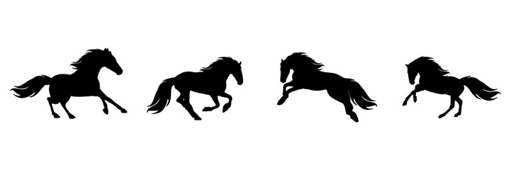 Wall Mural - set silhouette illustration  background horse 