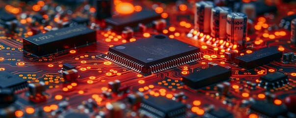 Wall Mural - Close-up of a vibrant circuit board