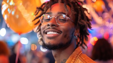 Wall Mural - A man with dreads and glasses smiling at the camera, AI