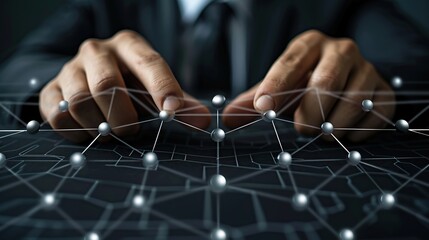 Poster - Hands Interacting with a Digital Network. generative AI