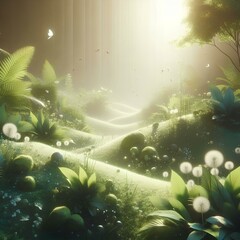 Wall Mural - morning sun in the forest 5