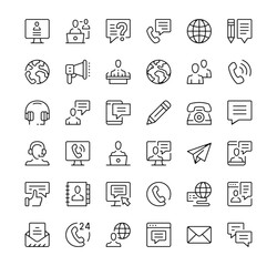 Fototapete - Communication icons set. Vector line icons. Black outline stroke symbols