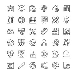 Poster - engineering icons set. vector line icons. black outline stroke symbols