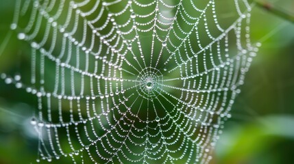 Poster - Spider web adorned with dew drops
