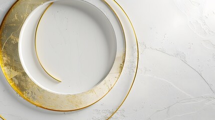 Abstract gold circle lines on white background.