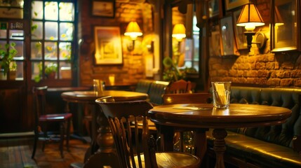 Retro old fashion pub interior wallpaper background