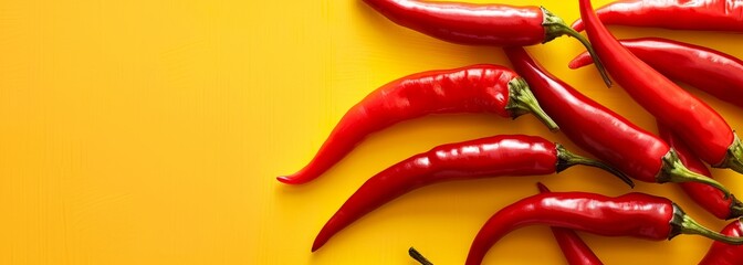 Wall Mural - Extra spicy red chili pepper horizontal banner wallpaper background
