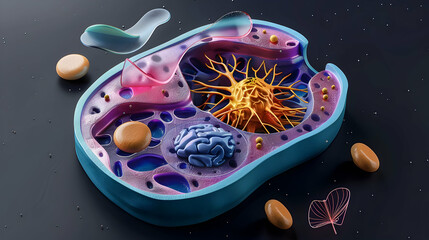 Wall Mural - Animal cell cut-away - scientifically correct 3d illustration


