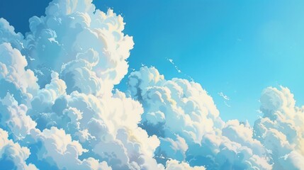 Wall Mural - Fluffy clouds under a blue sky