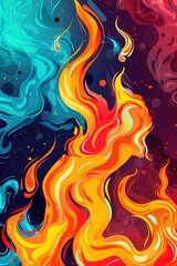 Wall Mural - burning fire cartoon illustration background