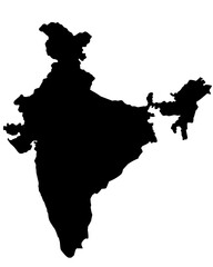 Wall Mural - india map silhouette on transparent background