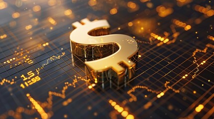 Poster - Golden Dollar Sign on a Stock Market Chart
