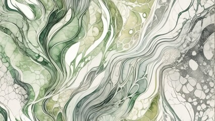 Background of delicate scales and serpentine body patterns on a green snake, watercolor green and gray illustration for banner, poster. Symbol of 2025 year. Marble stone background