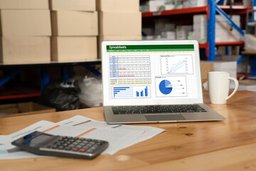 Spreadsheet document information financial startup concept. data and graphs in spreadsheet documents for online analysis project dashboard accounting digital snugly