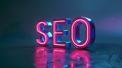 seo bold neon sign (generative ai)