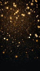 Abstract dark and gold glitter bokeh background for festivals, new year, birthday