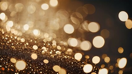 Wall Mural - Abstract dark and gold glitter bokeh background for festivals, new year, birthday