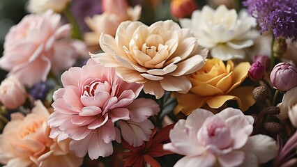 Close up of beautiful colorful flowers, macro shot