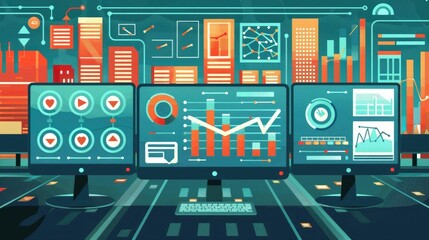 Detailed depicting a comprehensive web traffic analysis dashboard featuring various charts graphs and data visualizations that showcase visitor trends traffic sources