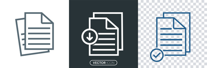 Fototapete -  Document icons in different style. Paper document, Document vector icons isolated design. Linear File icon in different styles. vector illustration.
