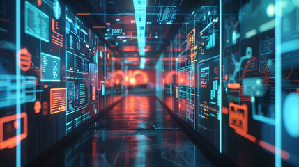 Poster - online data backup system virtual display futuristic digital business data management software techn