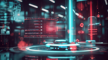 Poster - online data backup system virtual display futuristic digital business data management software techn