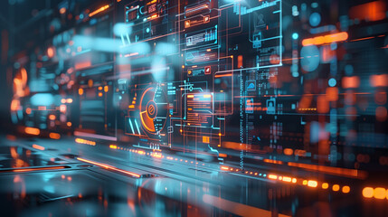 Poster - online data backup system virtual display futuristic digital business data management software techn