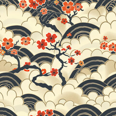 seamless pattern japanese, wallpaper