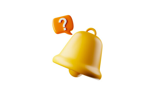 3D rendering of suspicious alert icon with question mark in the icon