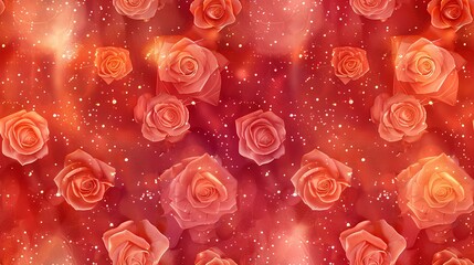 Canvas Print - Pink rose  with  stars background 