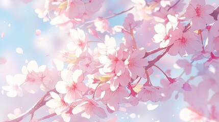 Wall Mural - Delicate Pink Cherry Blossoms in Bloom